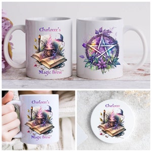 Personalised Magic Brew Mug Coaster - Mystical Wiccan Gothic Pagan Gift Idea