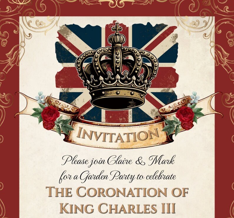 King Charles III Coronation Party Invitations Garden Street Etsy UK