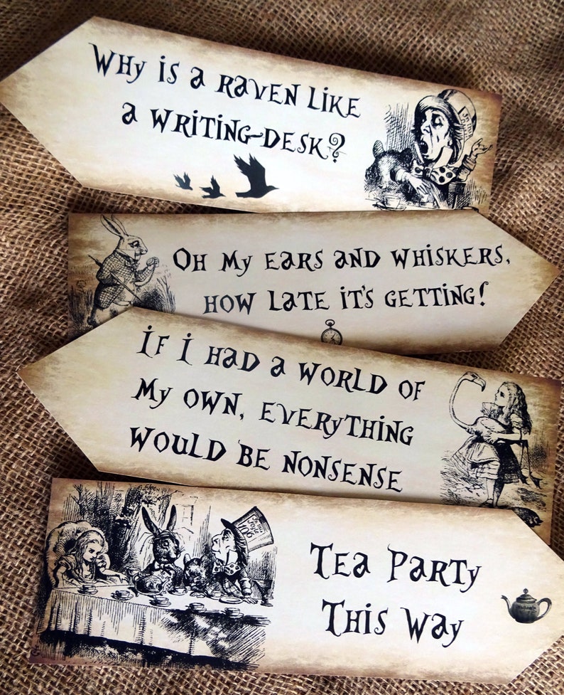 Set of 4 Alice in Wonderland Party Decoration Arrows image 4