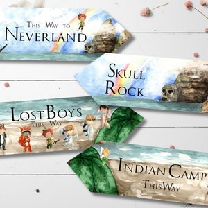 Set of 4 Peter Pan Neverland Party Decoration Arrows