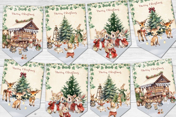 Festive Fauna Bunting in Blue Festive Fauna Bunting in Blue
