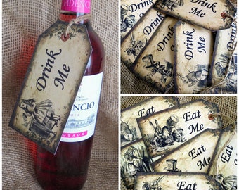 Alice in Wonderland Large 'Eat Me'...'Drink Me' Tags