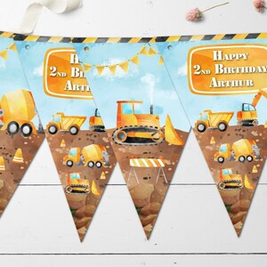 Scavatrice da cantiere personalizzata Bunting/Banner con nastro in organza