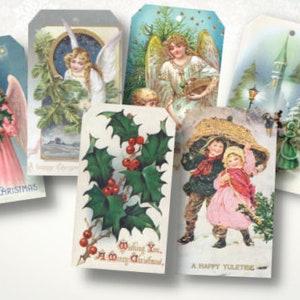 6 große traditionelle Weihnachts Geschenkanhänger & String