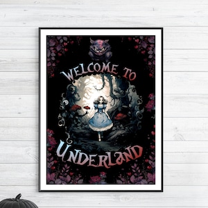 Welcome to Underland Halloween Alice in Wonderland Party Sign - Choose Size