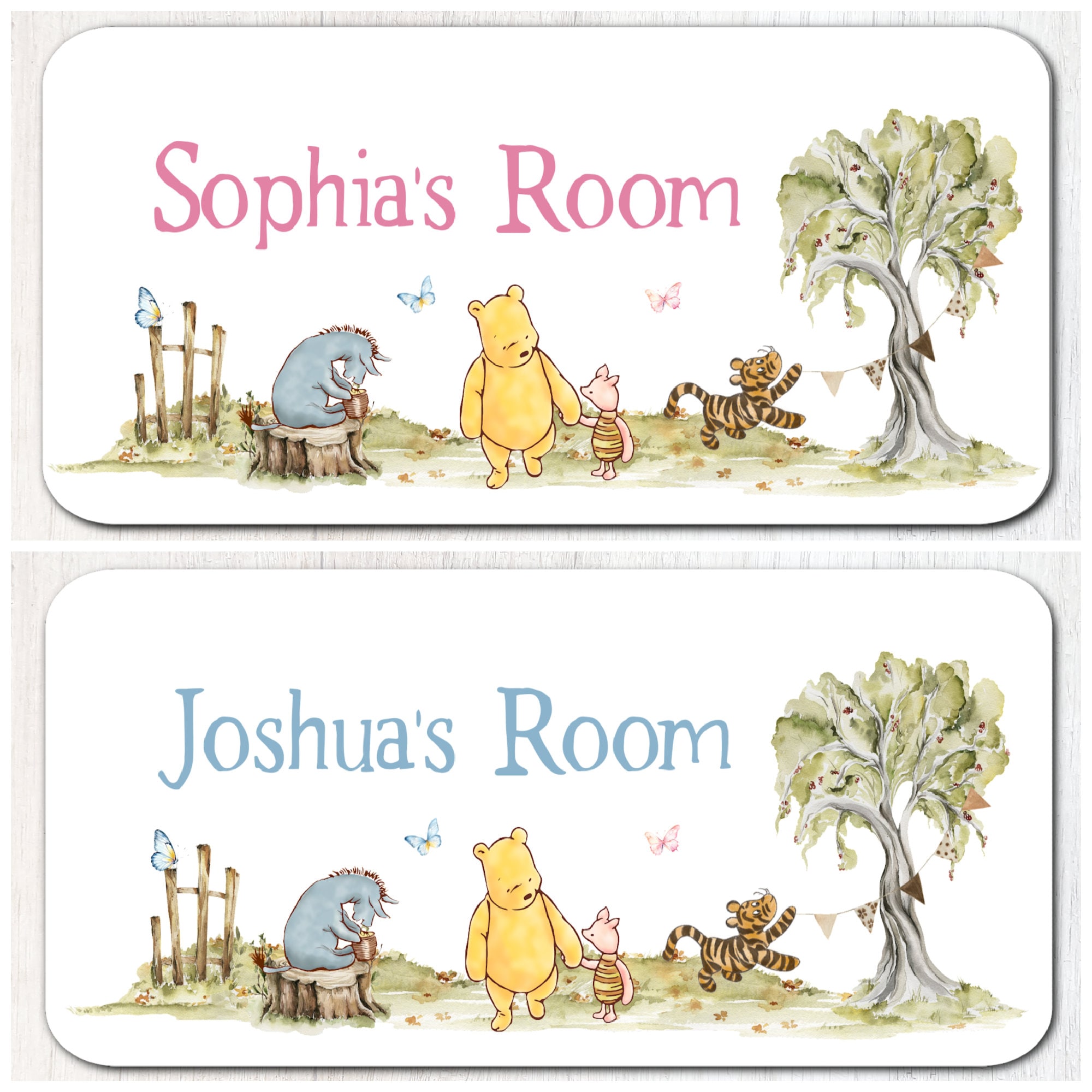 Personalised Winnie the Pooh Bedroom Metal Door Sign Name Plaque