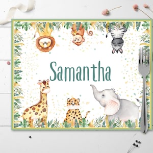 Sets de table en papier personnalisés A4 Jungle Safari - Anniversaire Baptême Babyshower