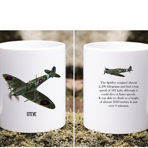 Personalisierte Spitfire Tasse & Untersetzer Geschenk WWII RAF Fighter Classic Flying Legends