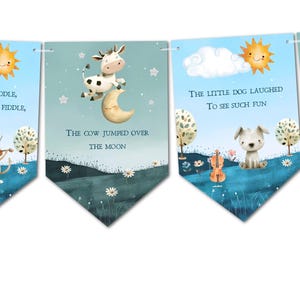 Hey Diddle Diddle the Cat and the Fiddle Children&#39;s Nursery Rhyme Bunting & Ribbon