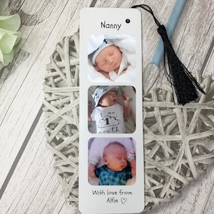 Personalised Photo Bookmark with Tassel Gift Idea- Add your own 3 Photos & Text and Choose Colour of Tassel