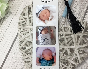 Personalised Photo Bookmark with Tassel Gift Idea- Add your own 3 Photos & Text and Choose Colour of Tassel