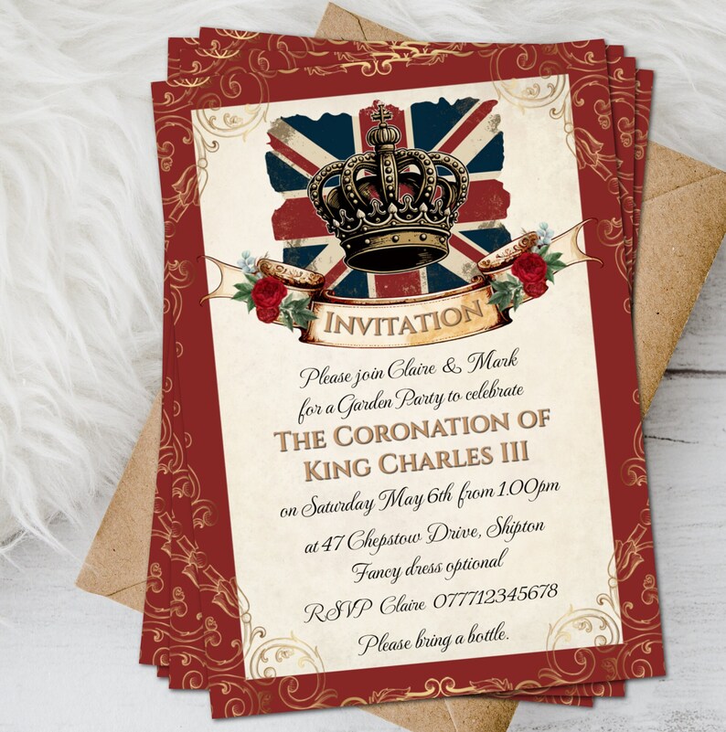 King Charles III Coronation Party Invitations Garden Street Etsy UK