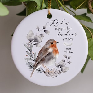 Personalised &#39;Robins Appear...&#39; Ceramic Keepsake Loved Ones Memory Gift