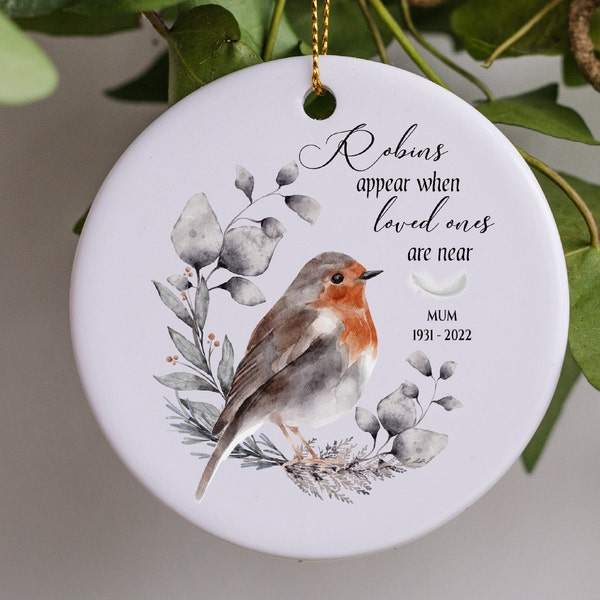 Personalised 'Robins Appear...' Ceramic Keepsake Loved Ones Memory Gift