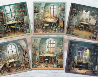 Artist Studio Craft Room Toppers Pour Cartes, Décorations Pour Cartes - 3,5" Carré