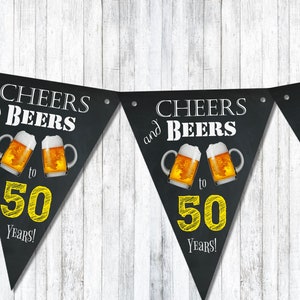 Cheers and Beers Bunting Birthday Anniversary Celebration Party Decoration - Any Age