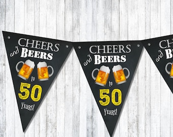 Cheers and Beers Bunting Birthday Anniversary Celebration Party Décoration - Tout âge