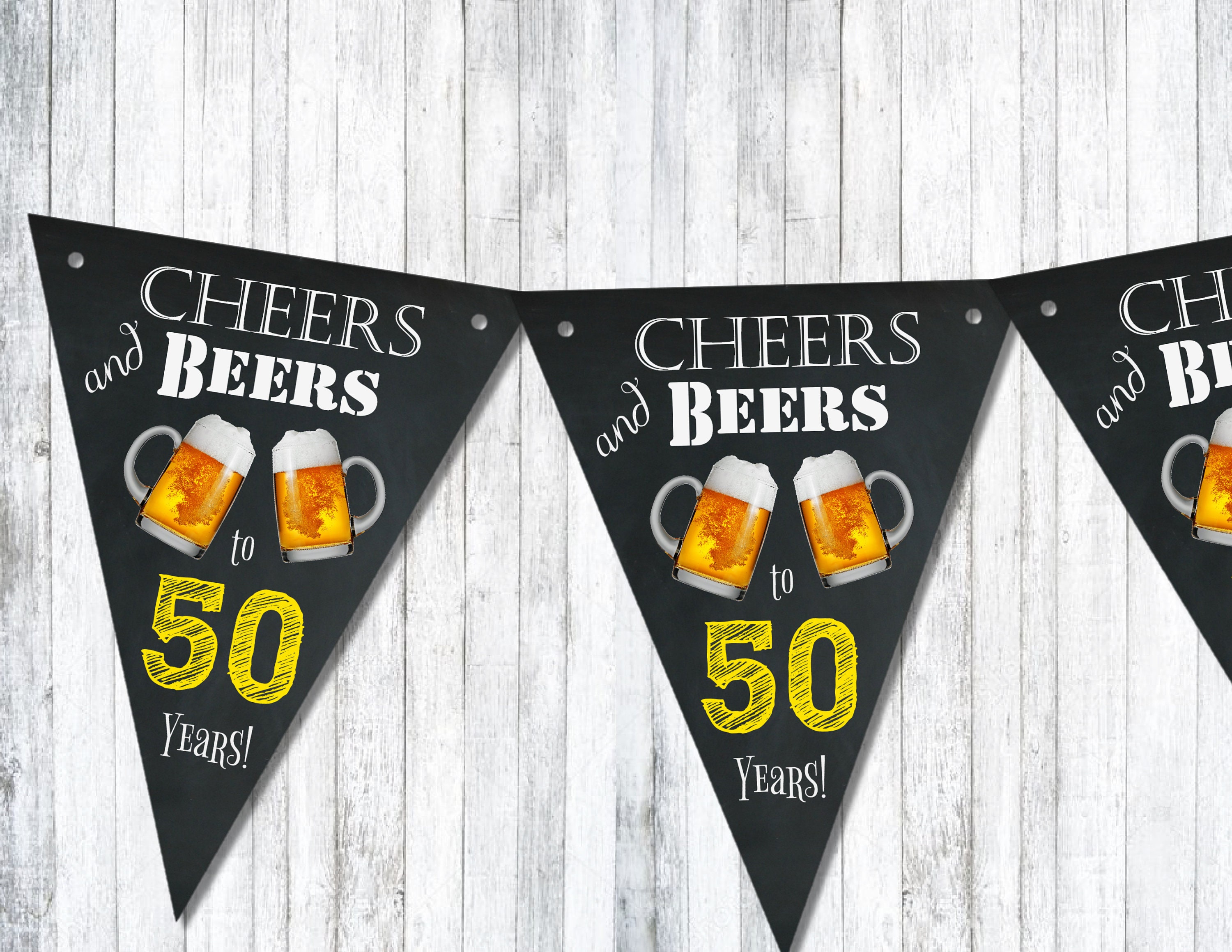 Cheers and Beers Bunting Birthday Anniversary Celebration Party Decoration - Any Age