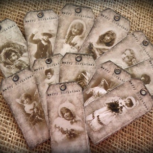 Set of 12 Vintage Style Christmas Gift Tags