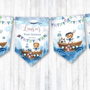 Carino Nautico Piccolo Marinaio Teddy Bear Buon Compleanno Bunting & Ribbon