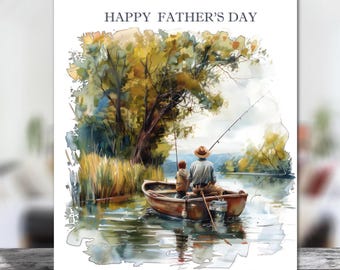 Personalised Fishing Angler Fisherman Father's Day Greetings Card - Choose Size