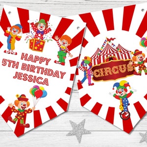 Gepersonaliseerde circusclowns feestslinger/banner en lint - 3 m