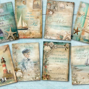 8 nautische strandcitaten kaart toppers vintage stijl kaart maken tags dagboek kaarten