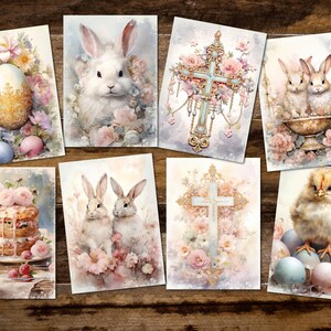 8 shabby-chic bloemen paaskaartlabels toppers - met/zonder gaten