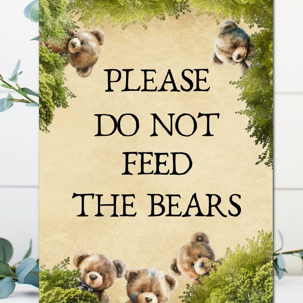 Panneau de pique-nique ours en peluche « Veuillez ne pas nourrir les ours »