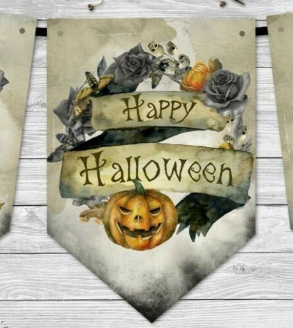 Wimpelkette Happy Halloween – 3 Meter Party-Deko Mit Gruselmotiven – Bunt & Aus Kunststofffolie