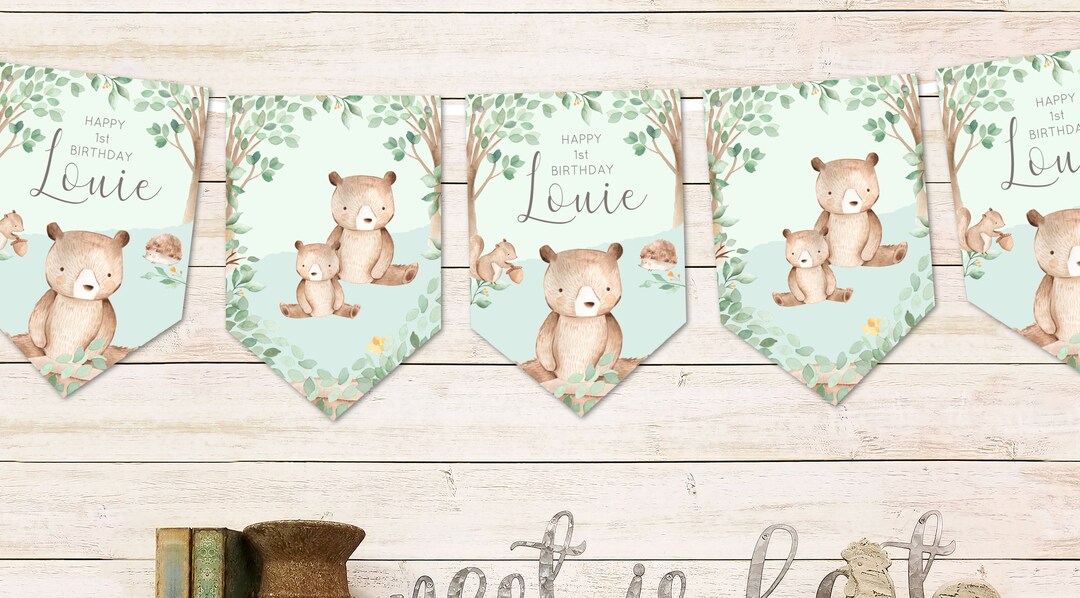 Woodland felt animals home bunting hanging decoration