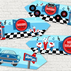 Retro 50&#39;s Red & Blue American Diner Party Decoration Arrows