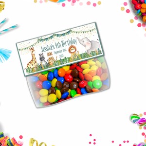 10 bolsas de dulces y adornos para tarjetas para fiestas de safari en la jungla personalizados: para cualquier ocasión