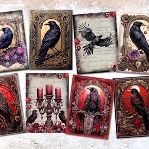 8 Gothic Raven ATC Cards Tags Embellishments Card Toppers - Etsy