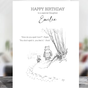 Biglietto di auguri di compleanno personalizzato Winnie the Pooh lucido - Scegli la dimensione e il destinatario