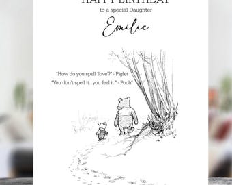Winnie the Pooh Personalised Glossy Birthday Card - Choose Size & Recipient