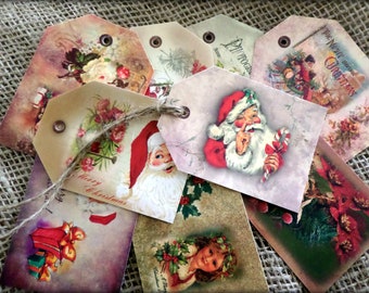 Set von 9 Vintage Geschenk anhängern