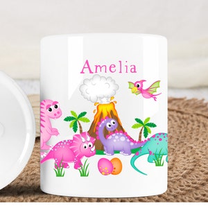 Personalised Pink Dinosaur Money Box Savings Pot Gift Idea