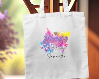 Personalised Bingo Queen Long Handle White Tote Bag Novelty Gift Idea