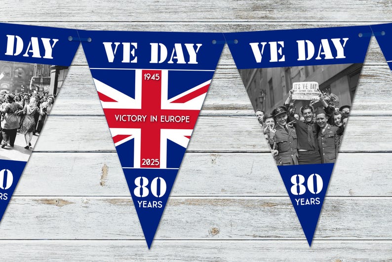 VE Day 80 Years Vintage 1945 Photos Celebration Bunting Decoration - Etsy