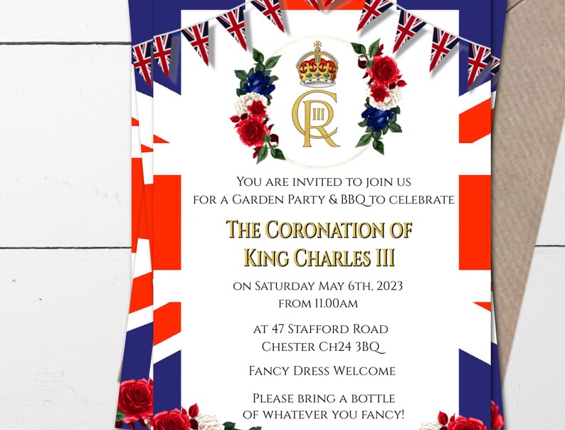 King Charles III Coronation Party Invitations & Envelopes Etsy UK