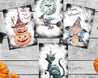 8 Witches Halloween ATC Cards Tags Embellishments