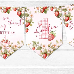 Ruban et guirlande personnalisée 1er anniversaire fraise « Premier anniversaire de ma baie »