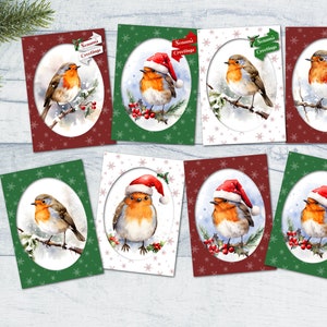 8 étiquettes/Toppers pour cartes de Noël Robin de Noël, décorations pour la fabrication de cartes