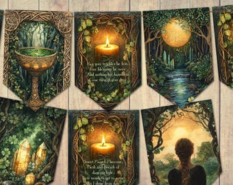 Rustic Wiccan Pagan Blessings & Prayers Woodland Bunting/Banner and Ribbon