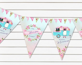 Gepersonaliseerde 'Making Memories' Caravan Bloemen reisgors/banner