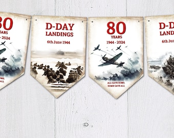 D-Day Bunting 80 Years Normandy Beach Landings Vintage Style Armed Forces Banner