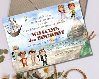 Peter Pan & The Lost Boys Never Land Personalised Invitations and Envelopes