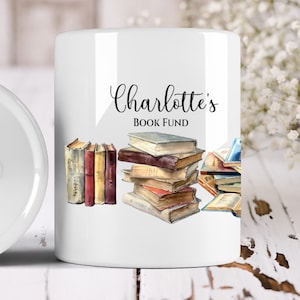Personalised &#39;Book Fund&#39; Ceramic Money Box Savings Jar Gift Idea
