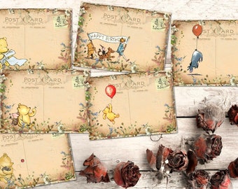 6 x Wildflower Vintage Style Winnie the Pooh Post Cards